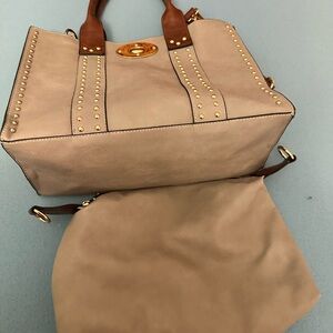 Gray and Brown Studded Tote Bag. Listing is for 2 bags. Tote bag & crossbody bag